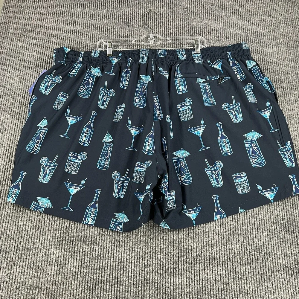 Caribbean‎ Swim Shorts Mens 4XB Big Blue Geometric Lined Ocean Beach Pool New
